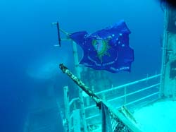 Conch Republic flag on the Vandenberg wreck in Key West