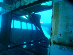 Second level looking through deck on the Vandenberg wreck in Key West